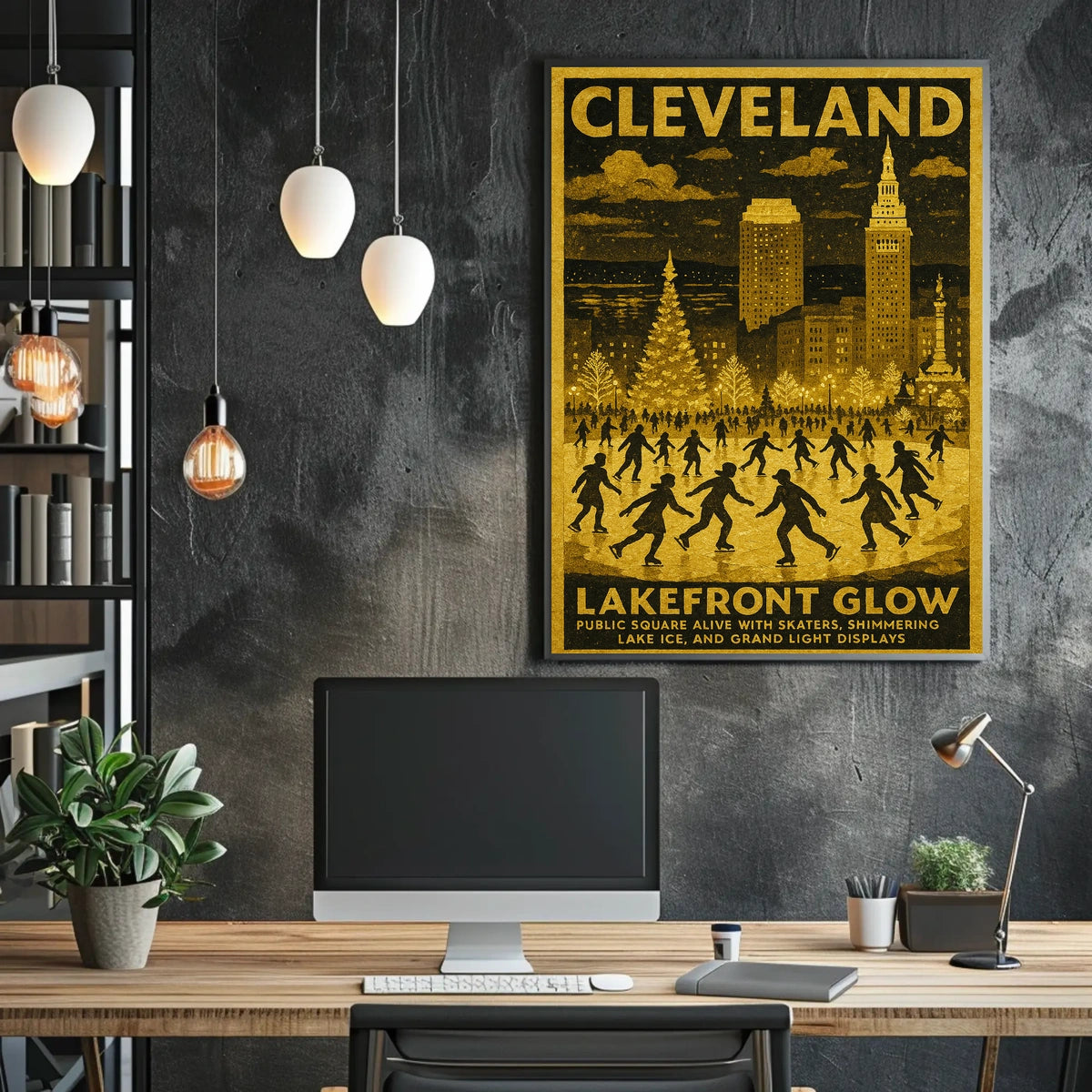 Cleveland Lakefront Glow Poster