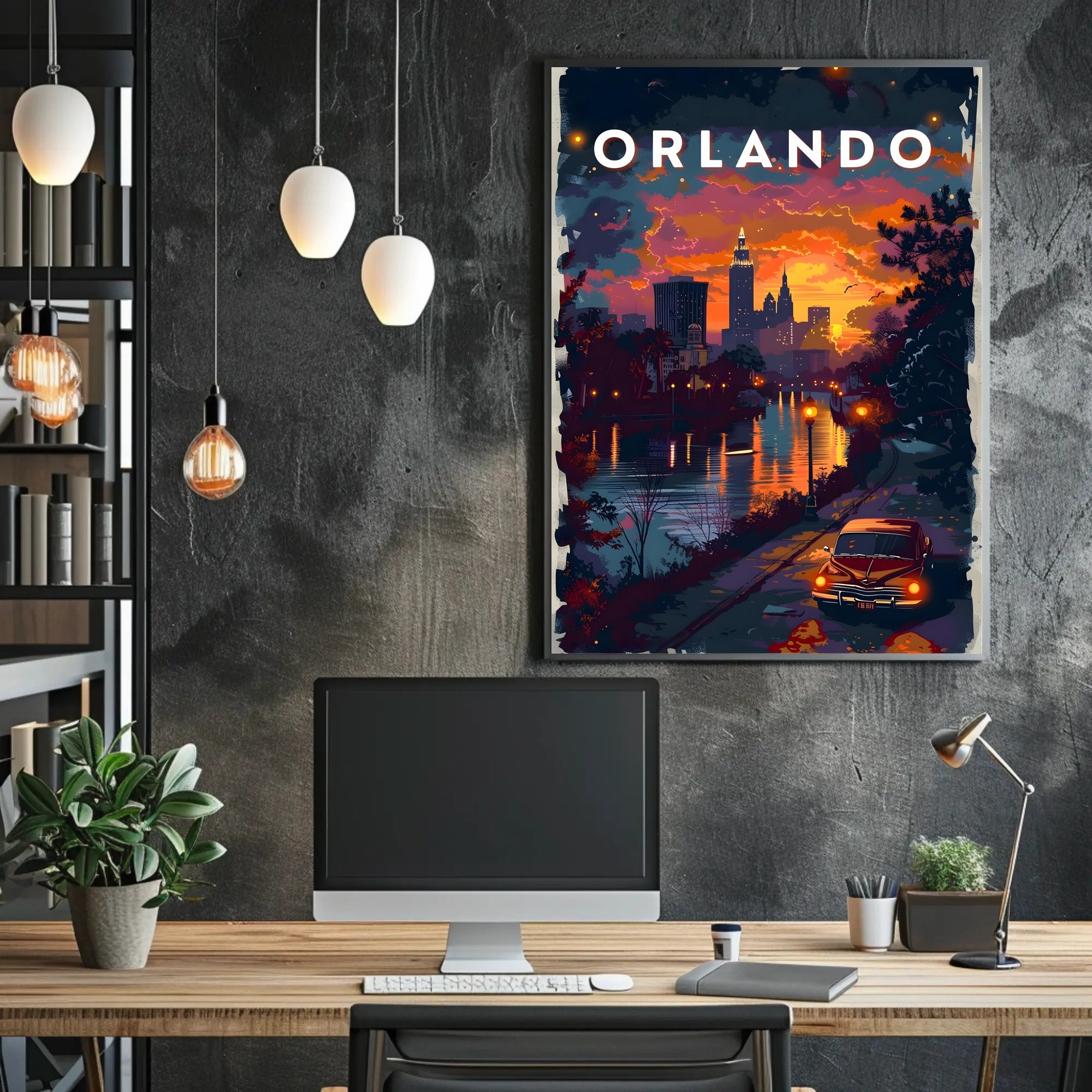 Orlando Sunset Skyline Poster