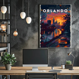 Orlando Sunset Skyline Poster