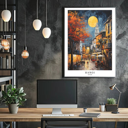 Vibrant Hanoi Evening Urban Cityscape Poster PosterGoat