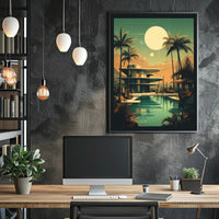 Retro-Futuristic Oasis Retro Poster PosterGoat