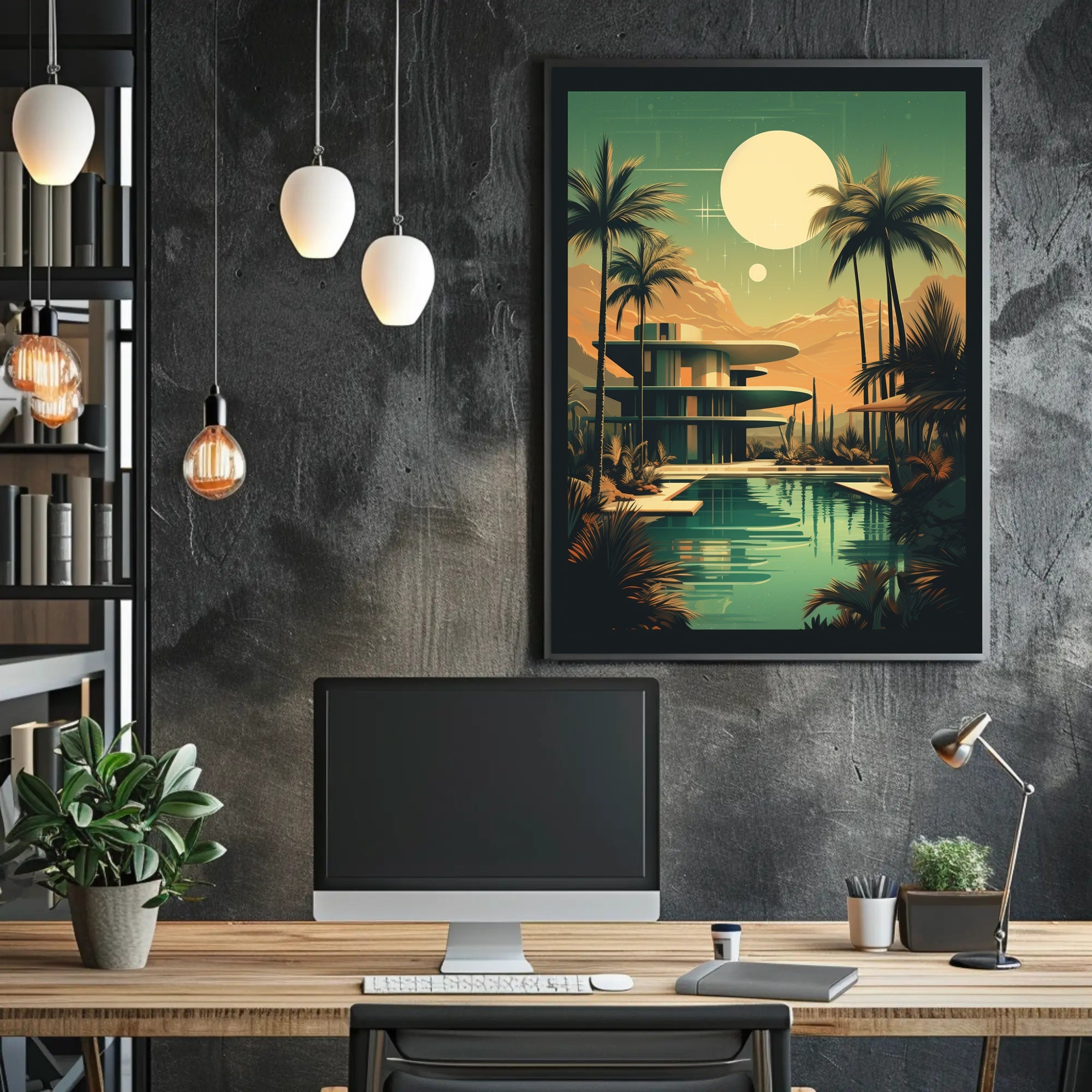 Retro-Futuristic Oasis Retro Poster PosterGoat