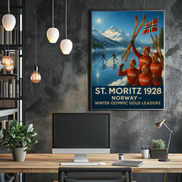 St. Moritz 1928 Norway Winter Olympic Poster