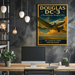 Douglas DC3 Vintage Aviation Poster Print
