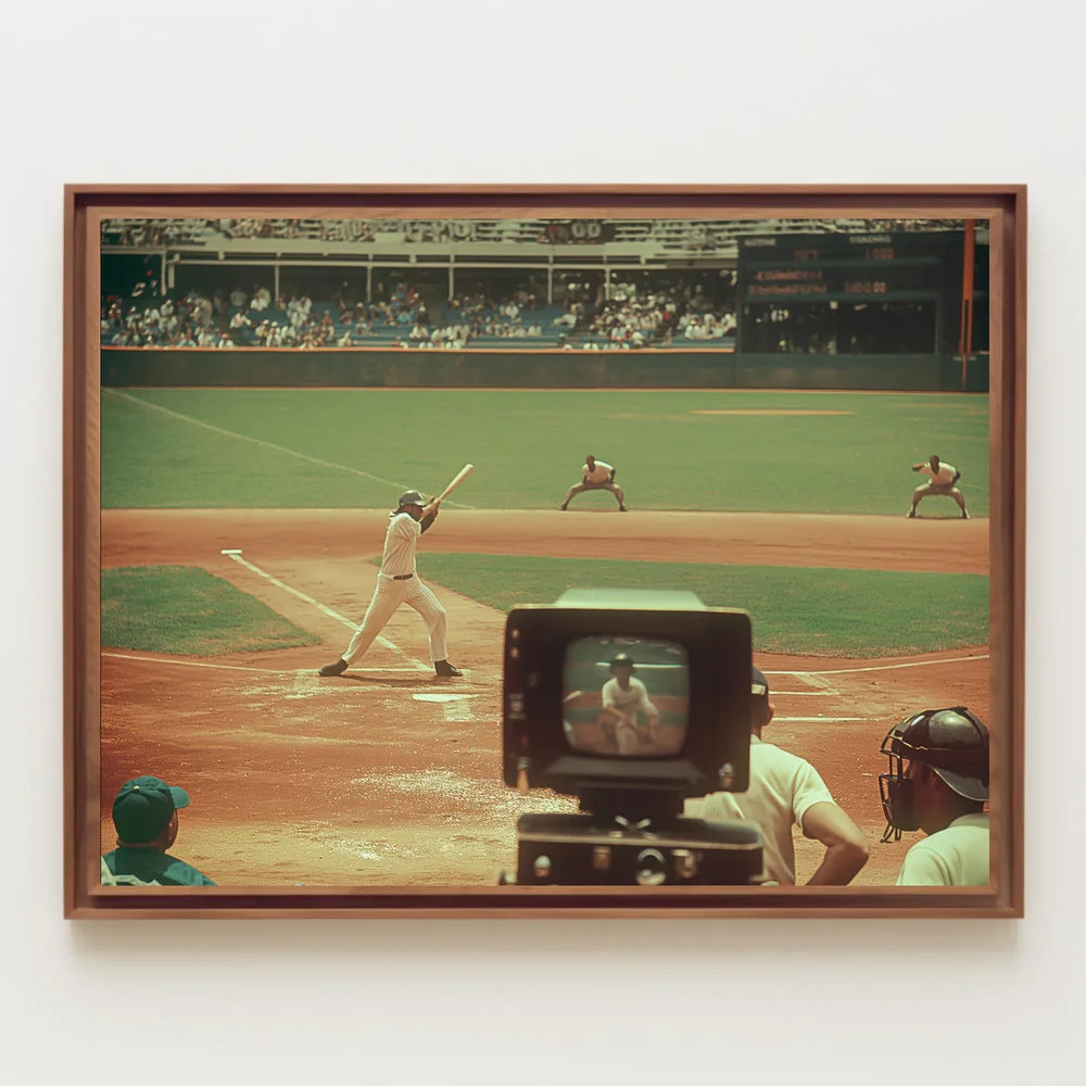 Vintage Baseball Game Nostalgia Poster Mid-Century Style