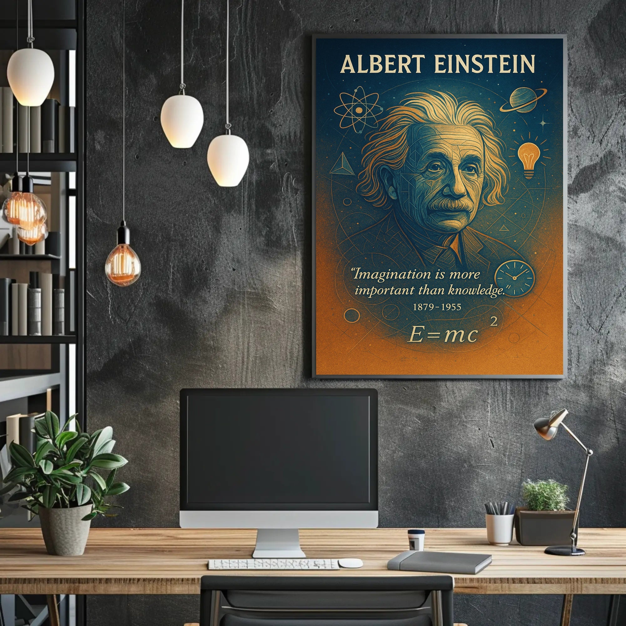 Einstein Inspirational Quote Vintage Art Motivational or Quote Poster
