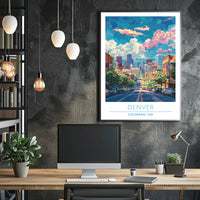 Denver Skyline Vibrance: Modern Urban Cityscape Poster