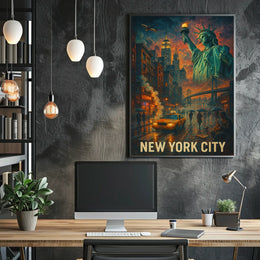New York City Urban Nightscape Poster