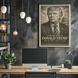 Donald Trump Era Determination Engraved Cinematic American Leader Patriotism Poster