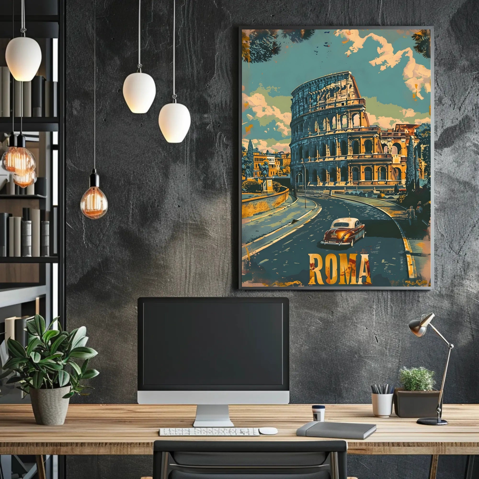 Vintage Rome Colosseum Mid-Century Travel Poster