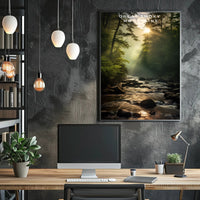 Tranquil Sunlit Forest Travel Poster Print