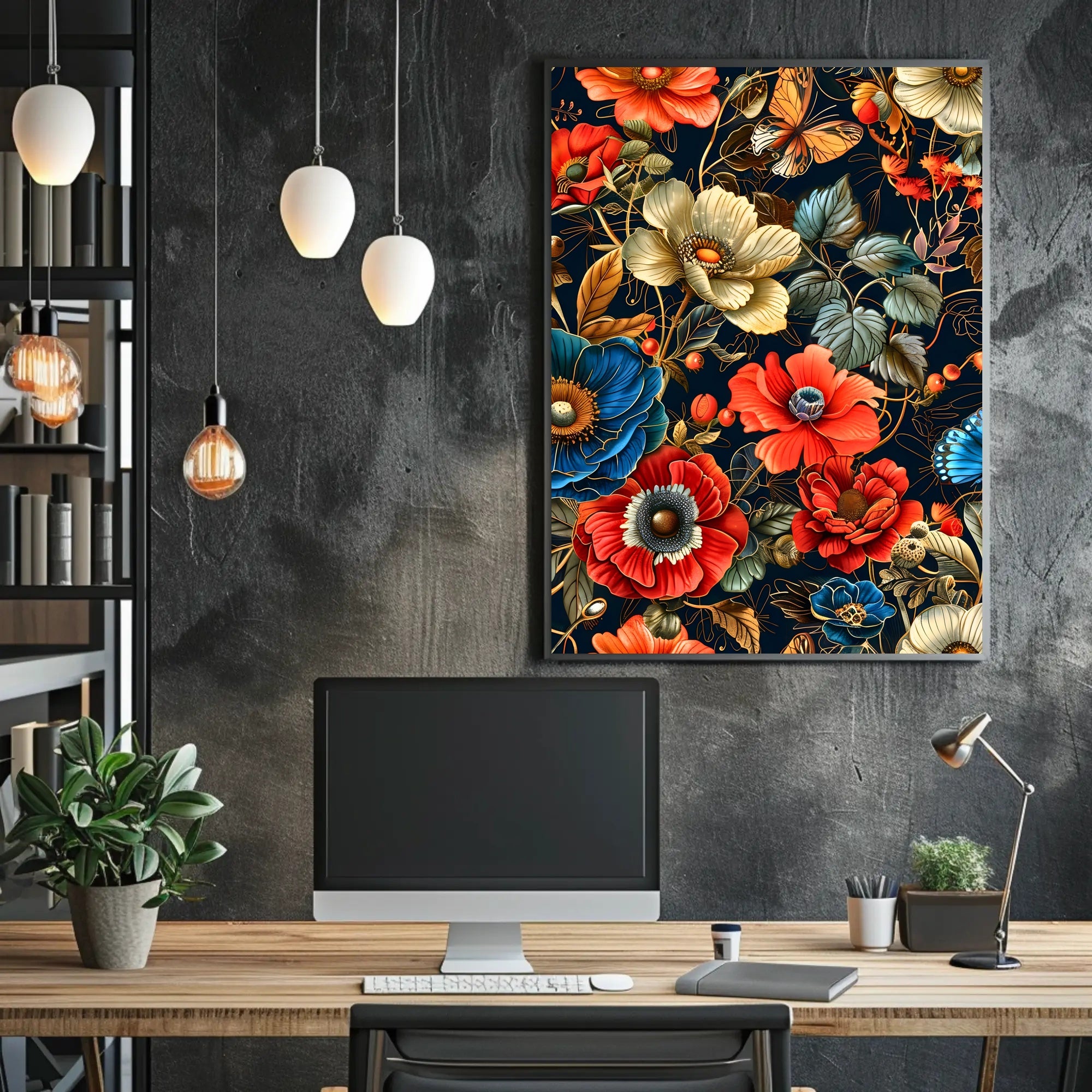 Intricate Floral Butterfly Art Print - Abstract or Artistic Poster