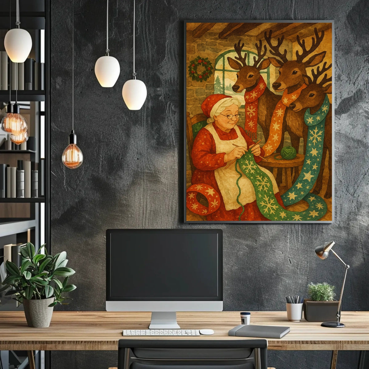 Cozy Christmas Knitting Poster