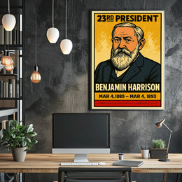Benjamin Harrison 23rd President of the United States Inked Comic Style Poster