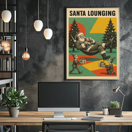 Santa Lounging: Vintage Christmas Poster Art
