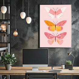 Butterfly Trio Modern Illustration Artistic Poster PosterGoat