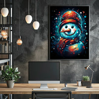 Stylized Snowman Holiday Abstract Artistic Poster