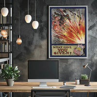 Vintage Explosion Battlefield Illustration: Striking Political or Propaganda Poster