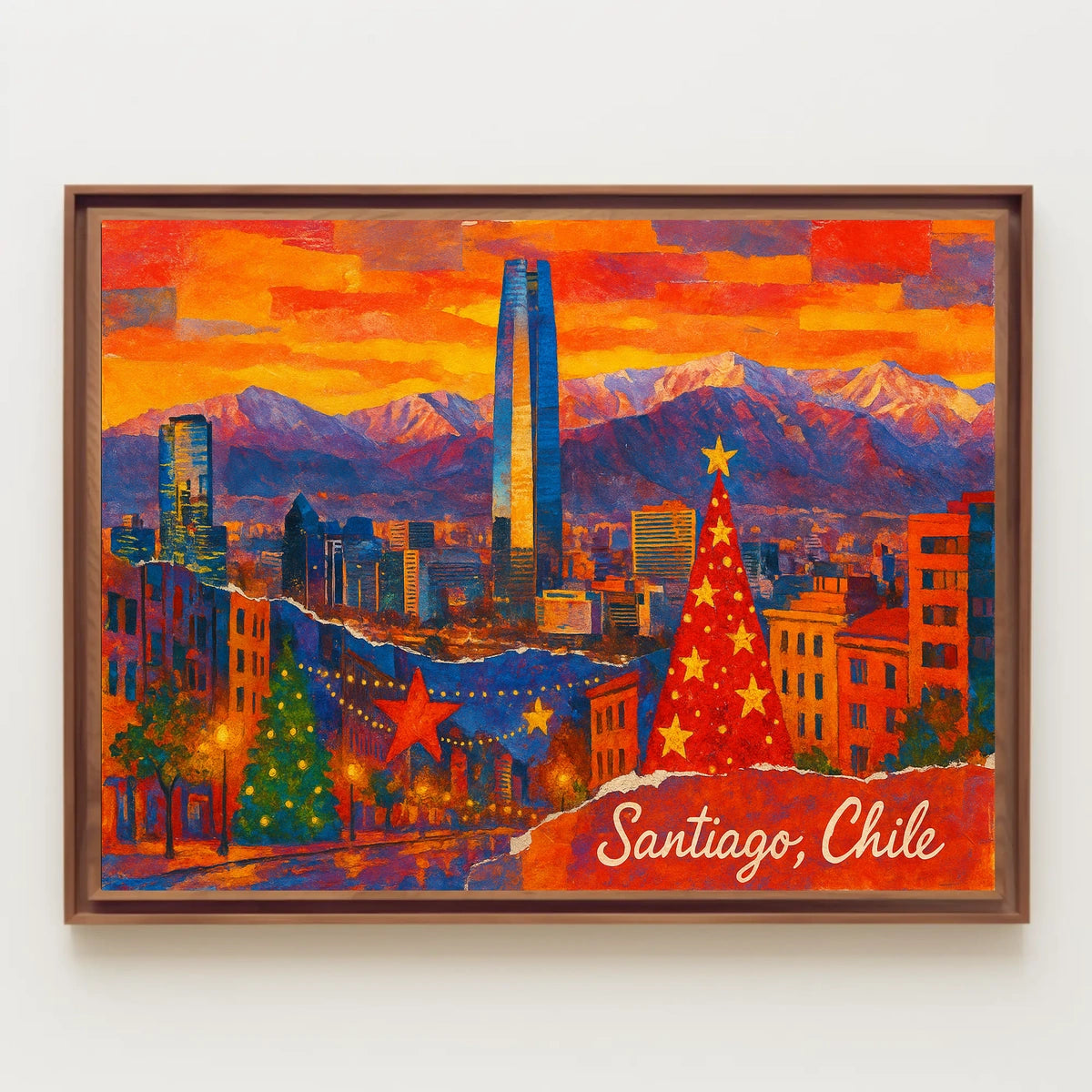 Santiago, Chile Festive Skyline Poster