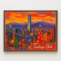 Santiago, Chile Festive Skyline Poster