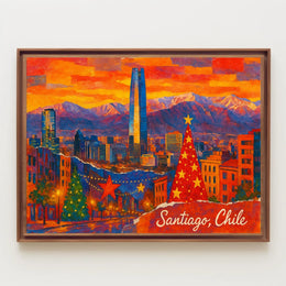 Santiago, Chile Festive Skyline Poster
