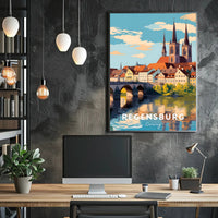 Regensburg Cityscape Travel Poster