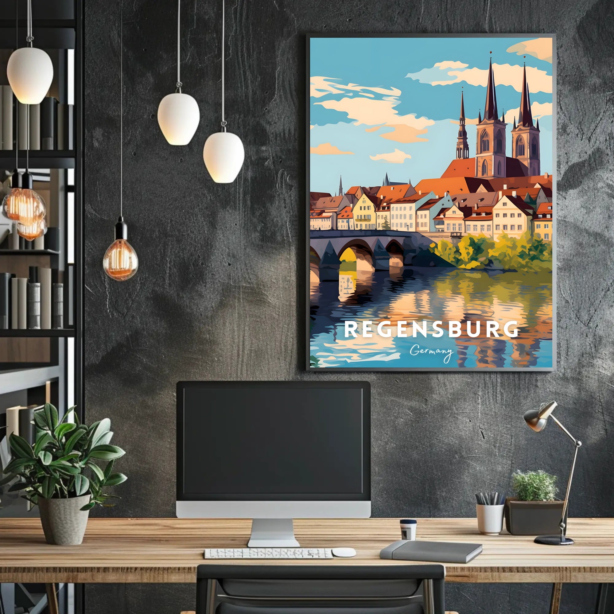 Regensburg Cityscape Travel Poster