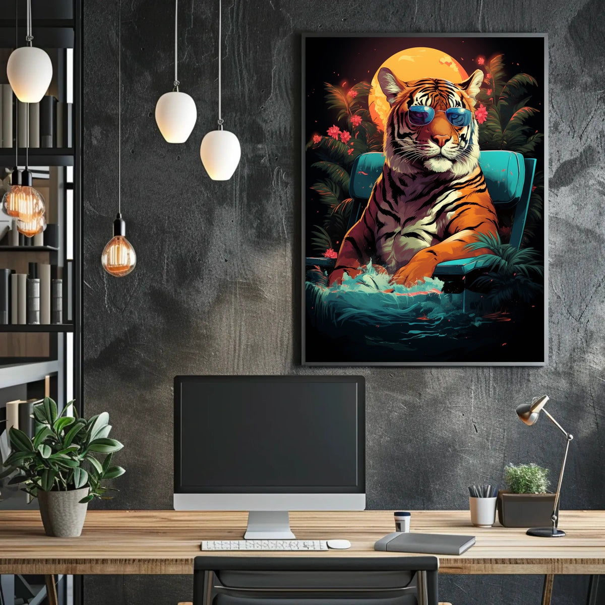 Cool Tiger in Sunglasses: Artistic Animal Poster