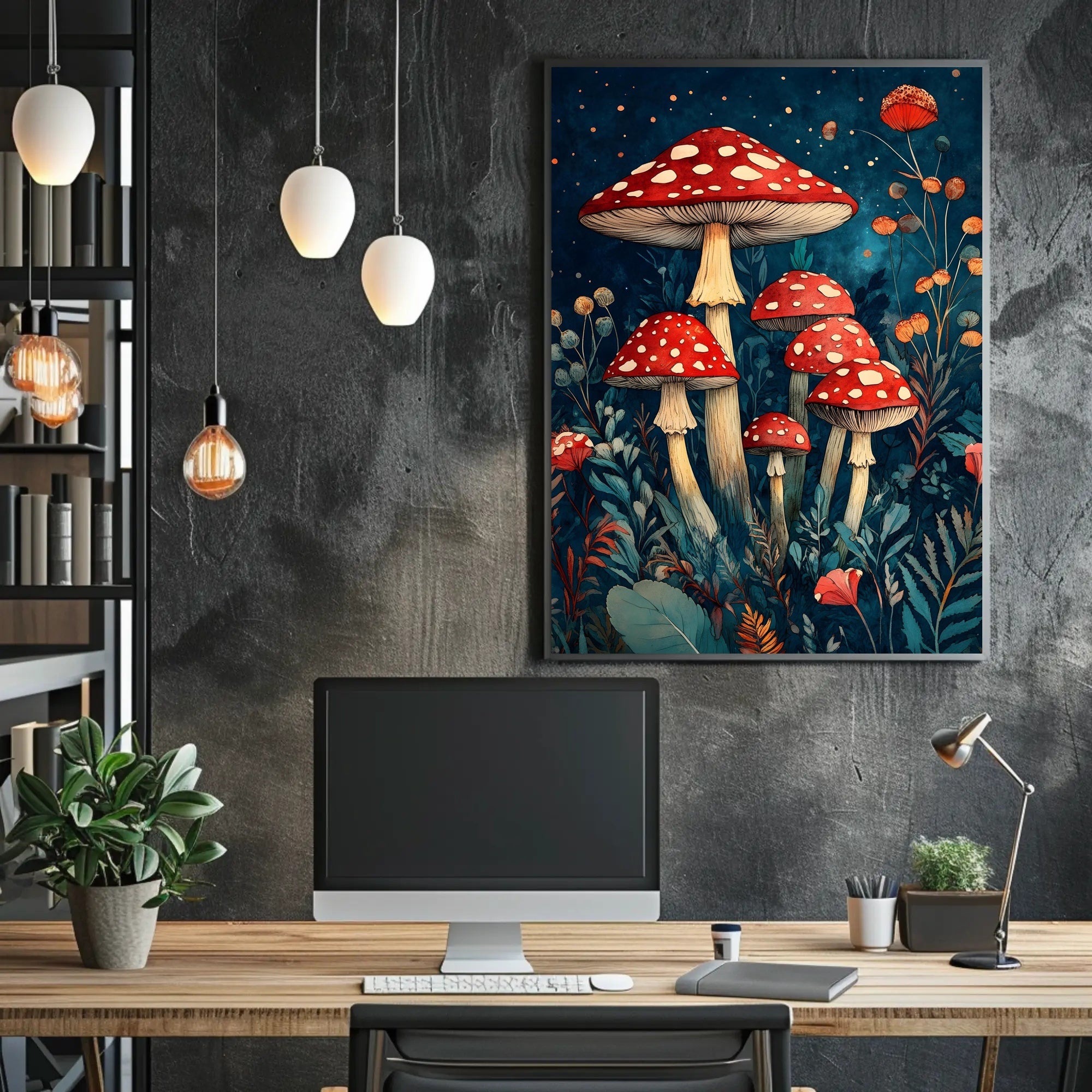 Enchanted Forest Mushrooms Wall Art Print