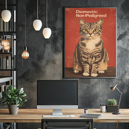 Domestic Non Pedigreed Cat Portrait Realistic Style Poster