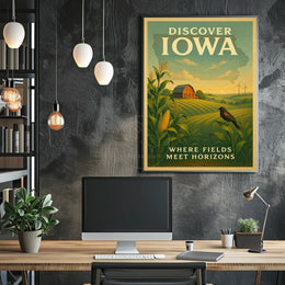 Iowa's Scenic Beauty Illustrated Travel Poster