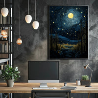 Starry Night Landscape Poster PosterGoat