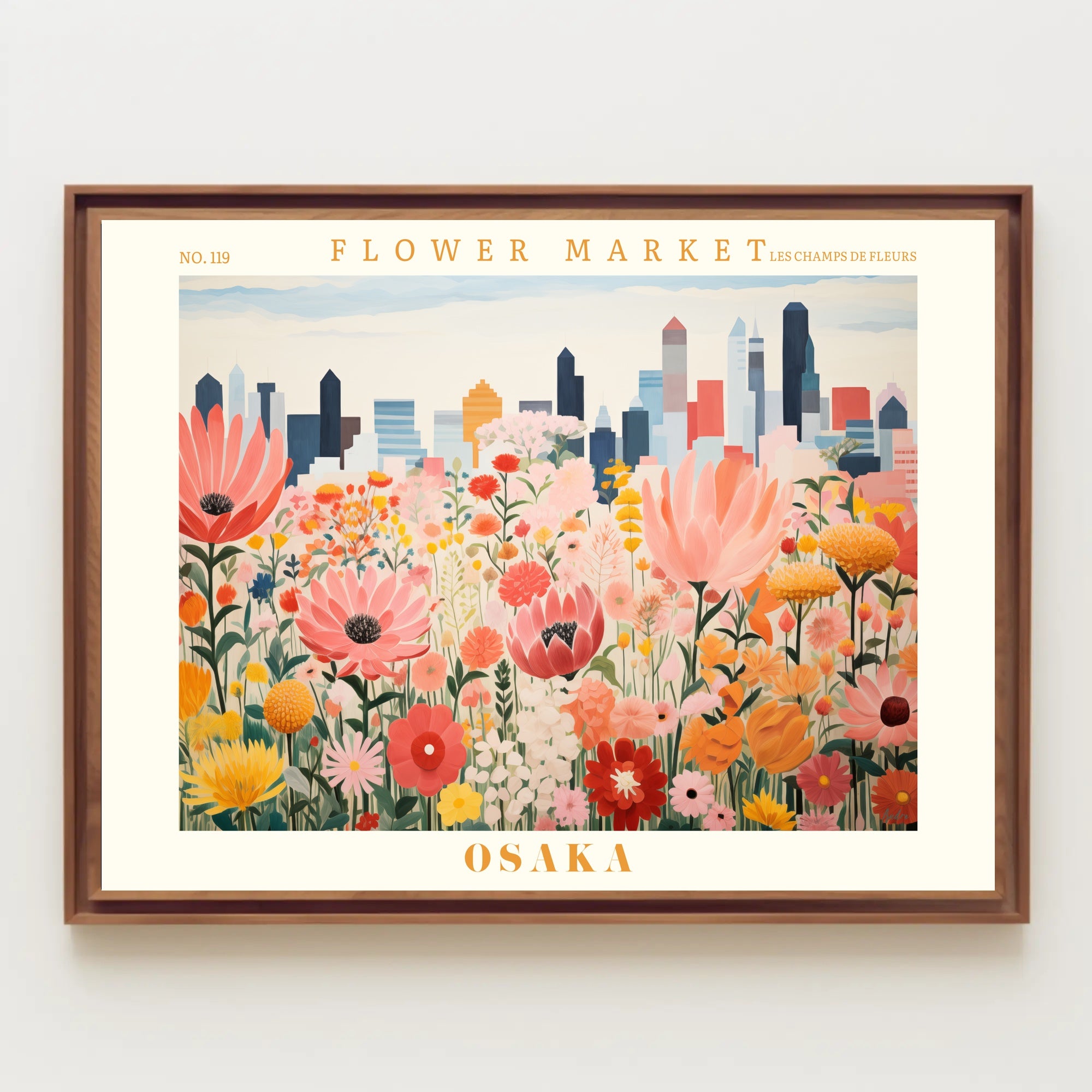 Vibrant Flower Market In Osaka Urban Or Cityscape Poster