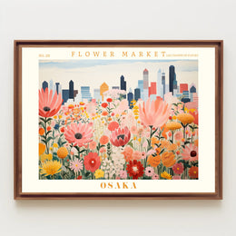 Vibrant Flower Market In Osaka Urban Or Cityscape Poster