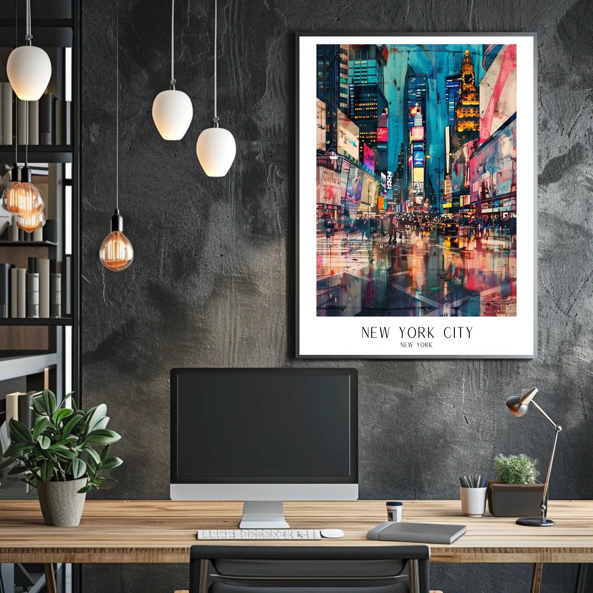 Vibrant Times Square Neon Lights Urban or Cityscape Poster PosterGoat