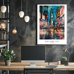 Vibrant Times Square Neon Lights Urban or Cityscape Poster PosterGoat