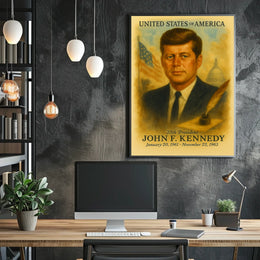 John F. Kennedy 35th President of the United States Vintage Watercolor Poster