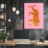 Tiger's Playful Dance: Abstract or Artistic Poster PosterGoat