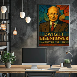 Eisenhower Stained Glass Vintage Patriotic Poster
