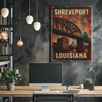 Shreveport Bridge Vintage Cityscape Nostalgic Poster