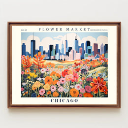 Flower Market Chicago Cityscape Urban or Cityscape Poster