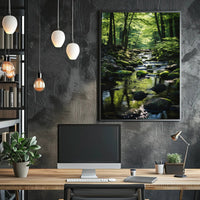 Tranquil Stream Through Lush Temperate Forest National Park Poster