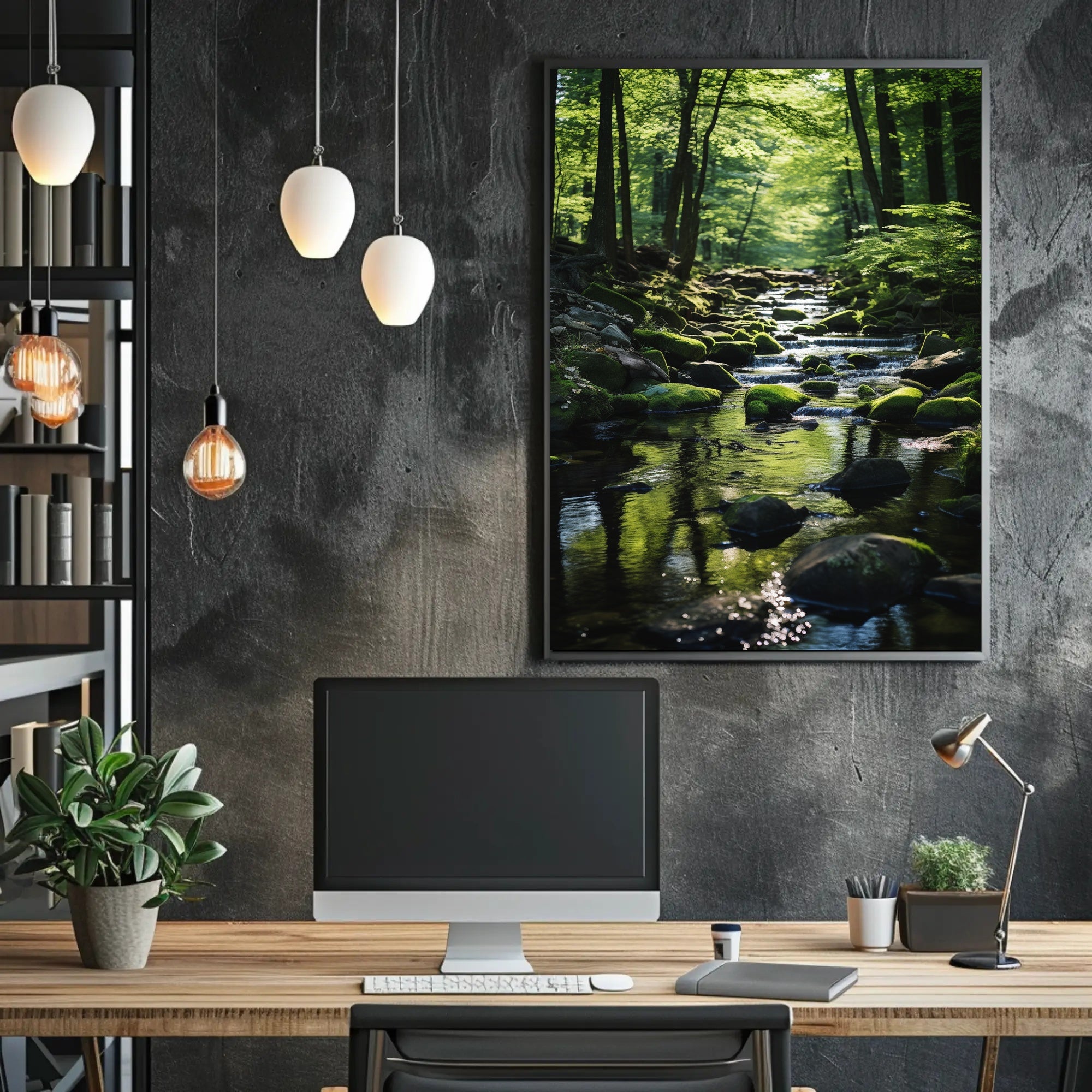 Tranquil Stream Through Lush Temperate Forest National Park Poster