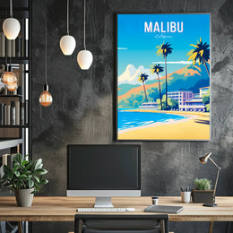 Malibu Beach Paradise Travel Poster