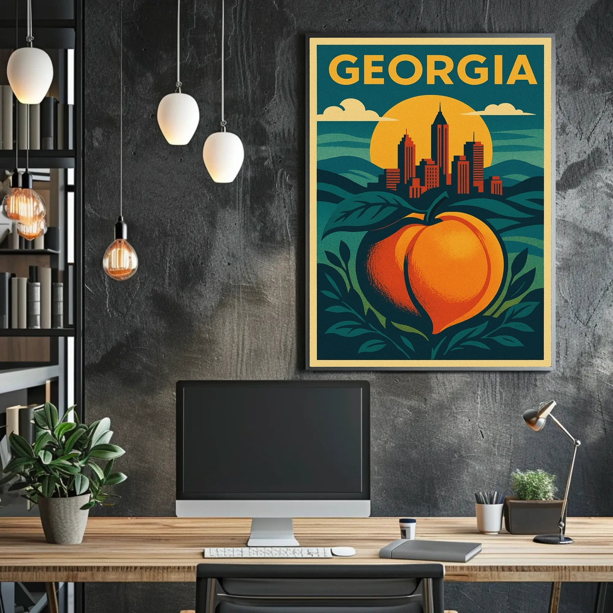 Georgia Peach and Skyline Poster