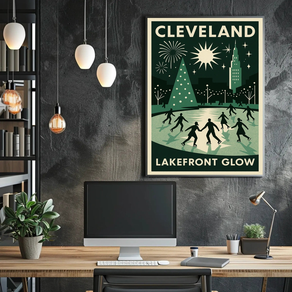 Cleveland Lakefront Glow Poster