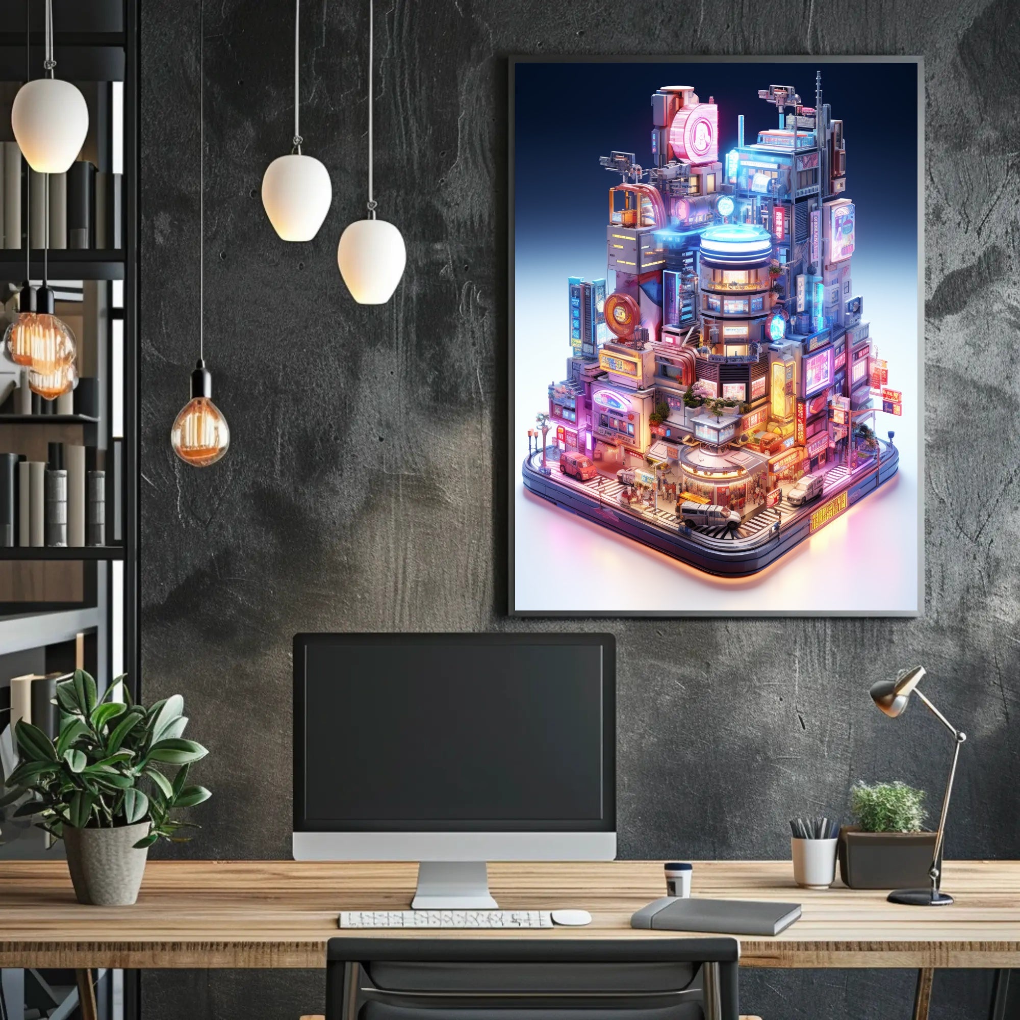 Neon Cityscape Poster