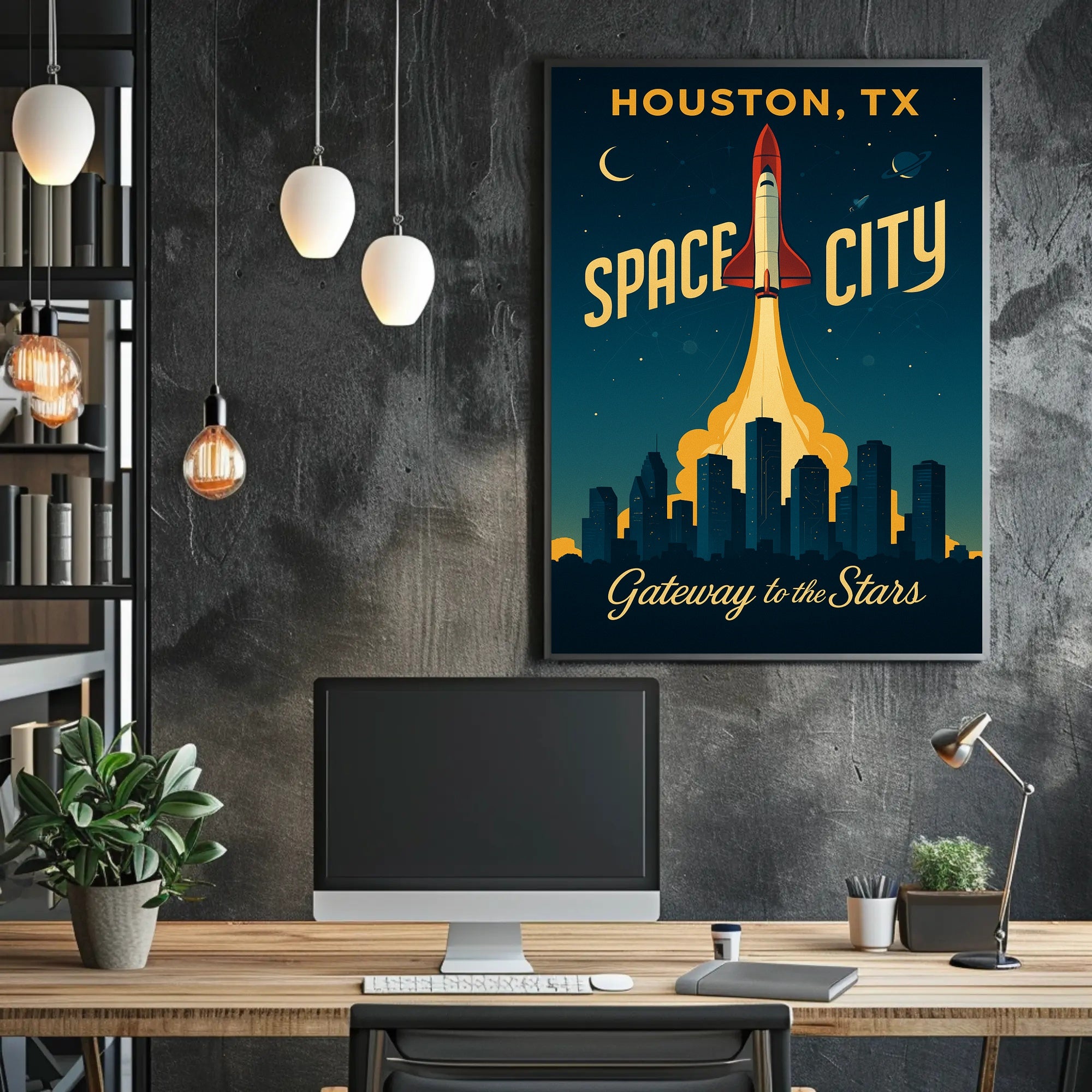 Houston Space Shuttle Launch Poster Space or Astronomy Poster