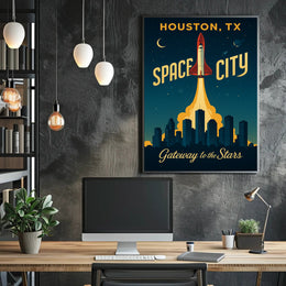 Houston Space Shuttle Launch Poster Space or Astronomy Poster