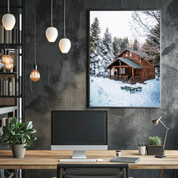 Winter Cabin Retreat Poster